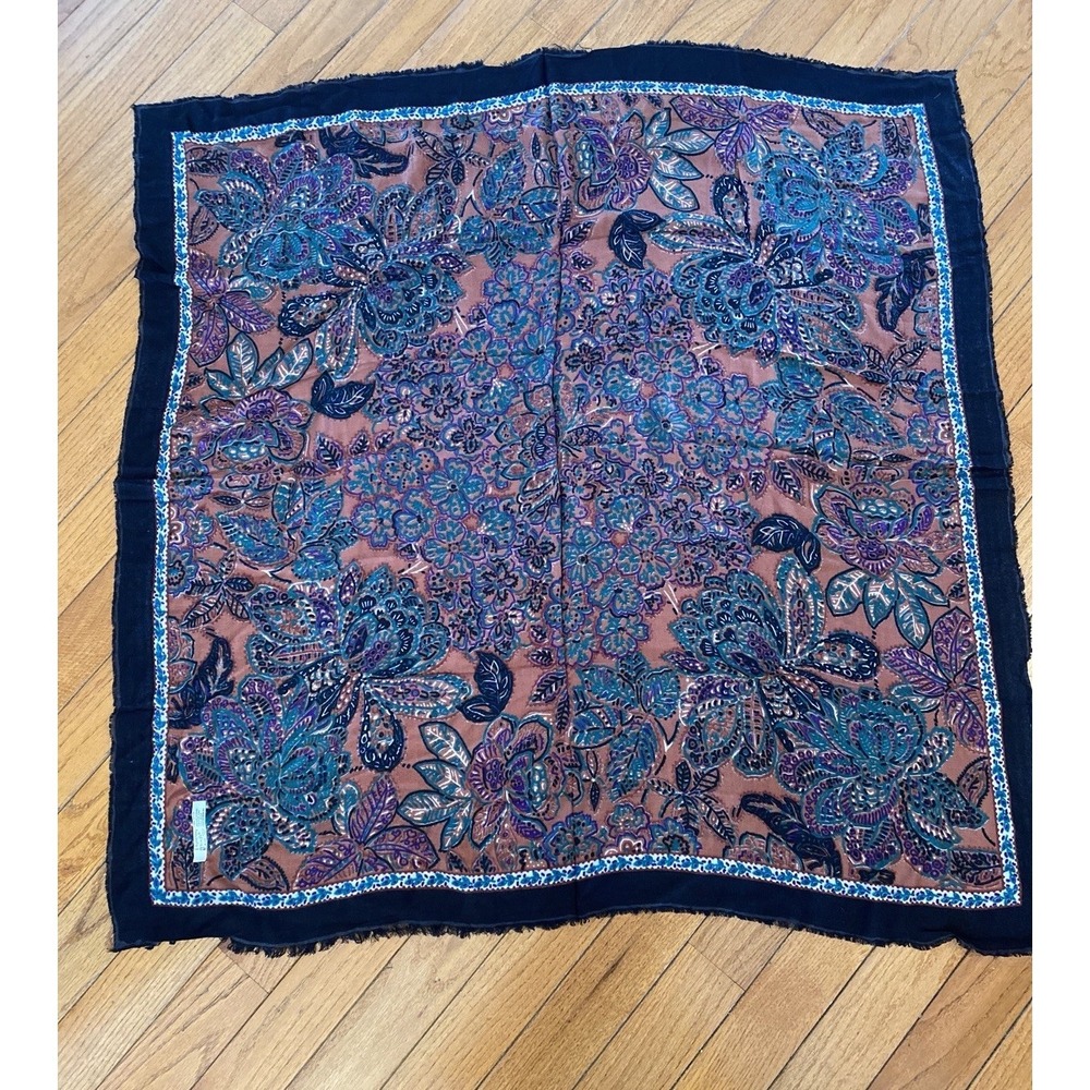 Symphony Scarfs Vintage Rayon Fringed Scarf Paisley  Floral